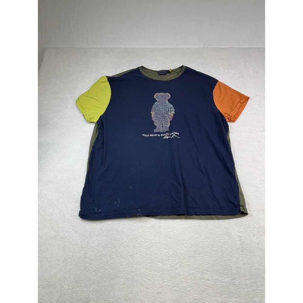 Polo Ralph Lauren Shirt Mens XL Expedition Voyager Bear Colorblock Tee Navy